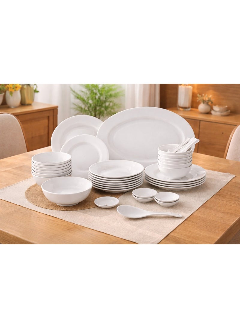 Cc 🏡✨ Modern White Melamine Dinnerware Set – 40 Pieces | Everyday Elegance with a Touch of Sophistication ✨🍽️ - Image 1